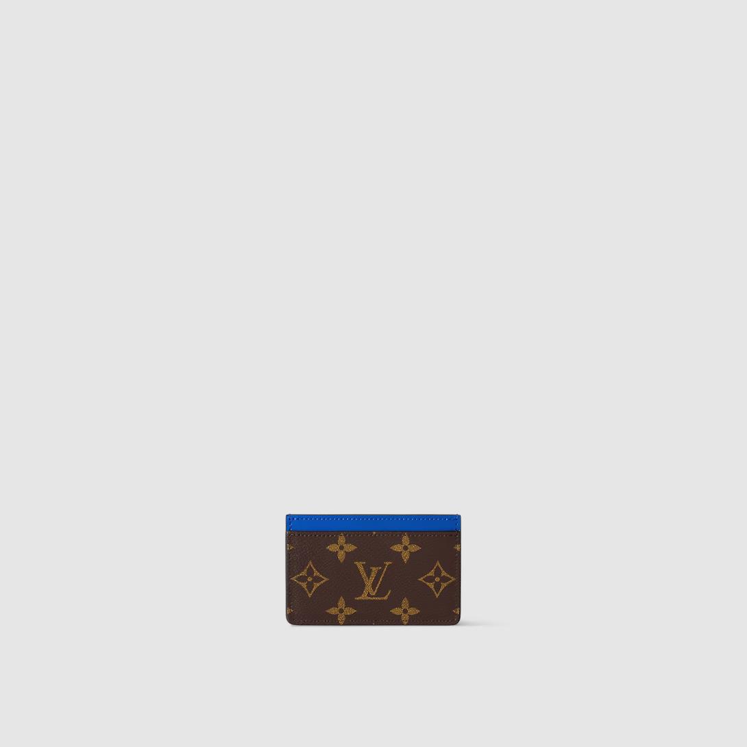 Ví Louis Vuitton Porte Cartes Simple Pm Monogram Macassar Nữ Xanh Dương